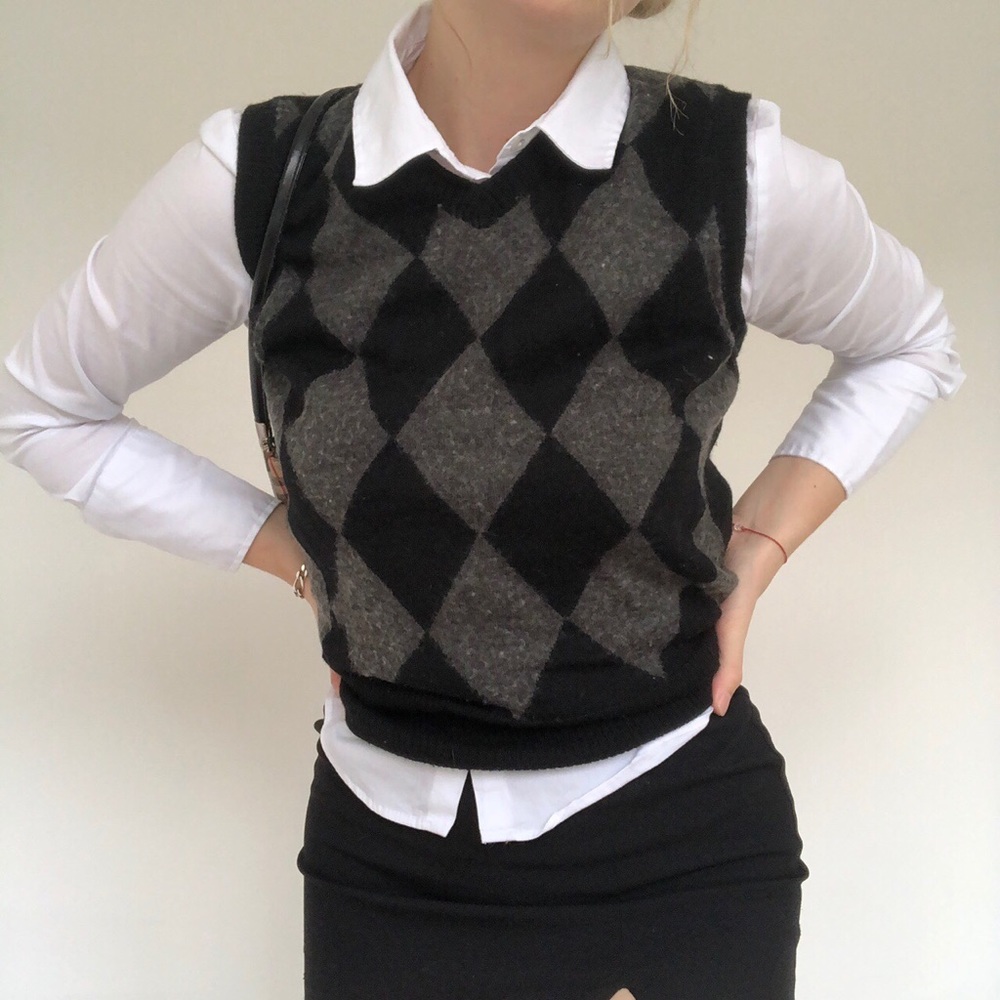 Argyle Cropped Sweater Vest